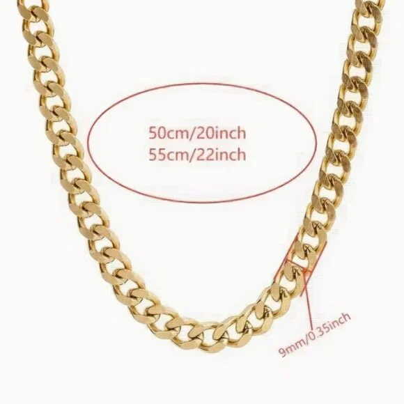 Stainless Steel Golden 9mm Choker Necklace, Six-Sided Polished Clavicle Chain - Picture 5 of 9